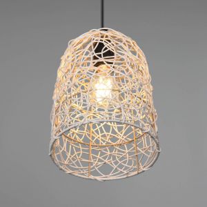 Reality Leuchten Suspension Lovis en rotin tress&eacute;, &agrave; une lampe