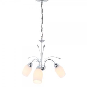 Image de Suspension 2007 range 3 lampes en chrome avec des abat-jour en verre