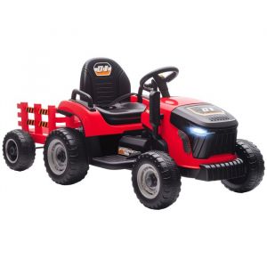 Tracteur électrique enfants - AIYAPLAY - remorque amovible - télécommande 24G - PP et métal - 139x58x55cm - rouge