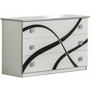 Image de Altobuy SYLLA BLANC Commode 3 Tiroirs Blanc et Noir