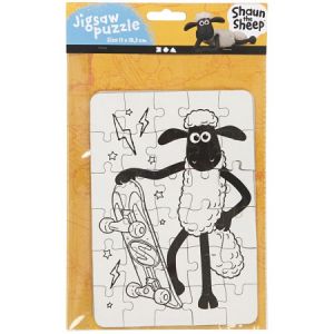 Creotime Kit activité manuelle Shaun le Mouton - Puzzles à colorier - 13 x 18,3 cm - 2 pcs