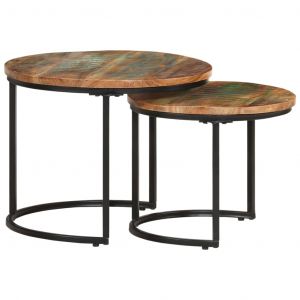 VidaXL Tables Gigognes 2 Pcs Bois De R&iquest;&iquest;Cup&iquest;&iquest;Ration Massif