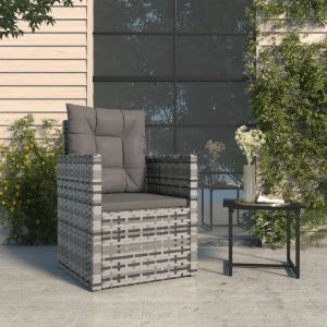 VidaXL Fauteuil de jardin avec coussins Gris Résine tressée