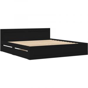 VidaXL Cadre de lit avec tête de lit sans matelas noir 200x200 cm