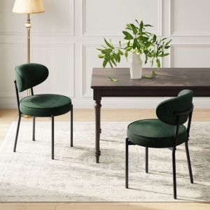 COLAMY Chaises de salle à manger modernes – Lot de 2, pieds en métal robustes et assise ultra-confortable-Vert