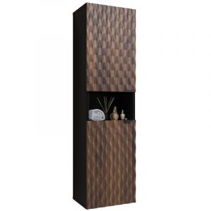 Meublorama - Colonne de salle de bain collection king &ndash; Ch&ecirc;ne fonc&eacute; et noir