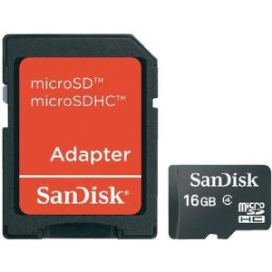 Sandisk SDSDQM-016G-B35A - Carte mémoire microSDHC 16 Go classe 4 avec adaptateur SD
