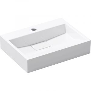 Lavabo Suspendu avec Bonde Vasque à Poser Rectangulaire Colossum19 Blanc 50cm x 38cm x 11cm - Blanc - Sogood