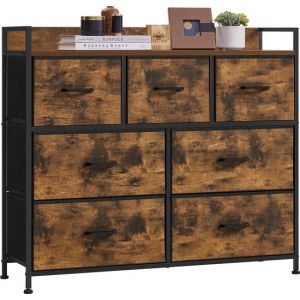 O'DADDY Meuble de rangement - Buffet - Commode - Industriel - 7 Tiroirs - Commode - 28,5 x 98 x 85 cm - Vintage Brown/Black
