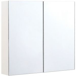 Beliani Armoire de Toilette Murale avec Miroir 40 x 60 cm Meuble de Rangement Pratique pour Salle de Bain au Style Moderne et Minimaliste Blanc
