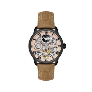 Montre Homme EARNSHAW Longitude Automatic Skeleton - ES-8006-0G Bracelet Cuir Marron