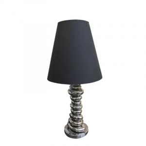 Meubletmoi - lampe 76 cm galets argentés avec abat-jour noir - Stone