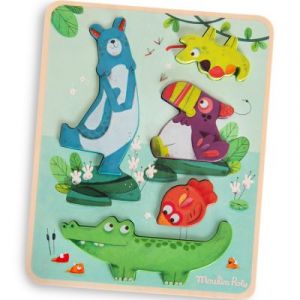 Moulin roty Puzzle sensoriel en bois Dans la jungle