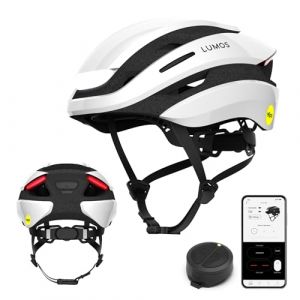 Lumos Ultra Casque Intelligent | Casque de vélo | Feux LED Avant et arrière | Clignotants | Feux arrière | Connexion Bluetooth | Adulte : Hommes, Femmes (Blanc, Taille : XL)