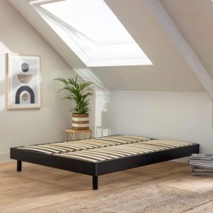 Terre de Nuit Sommier kit en bois massif noir 140x200