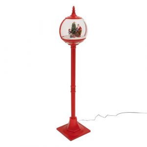 Déco lumineuse intérieur Lampadaire Rouge avec Père Noël 30 LED H 150 cm