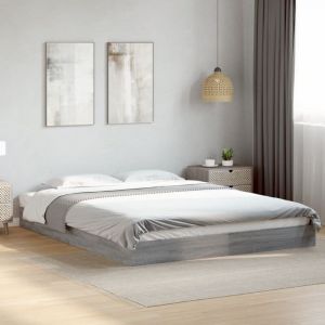 VidaXL Cadre de lit sonoma gris 160x200 cm bois d'ing&eacute;nierie, meuble de chambre &agrave; coucher, sommier, lit de palette, lit, lit double, lit &agrave; panneaux