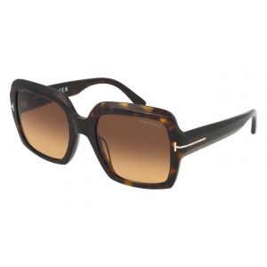 Image de Tom Ford Femme FT1082 KAYA 52F Lunettes de soleil Ac&eacute;tate Havane Marron Carr&eacute; Normale Ombr&eacute;