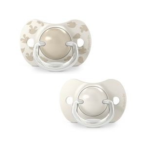 Suavinex Lot de 2 Sucettes Symétriques SX Pro Birdies Beige - 6/18 Mois