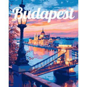 Figured'Art Peinture par Num&eacute;ro Adulte avec Cadre Affiche de voyage Budapest - Activit&eacute; Manuelle Kit de Loisir Cr&eacute;atif DIY Num&eacute;ro d'Art Complet - 40x50cm toile tendue sur ch&acirc;ssis
