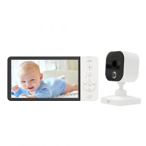 PNI Moniteur vidéo pour bébé BM500 5 Pouces sans Fil 2,4 GHz, capteur de température, VOX, Vision Nocturne, Fonction Zoom, berceuses