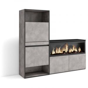 Skraut Home - Meuble &agrave; Chaussures, Meuble Rangement Chaussures, 167x145x35 cm, Chambre &agrave; coucher, pi&egrave;ce, Chemin&eacute;e &eacute;lectrique xxl, Style moderne, Gris