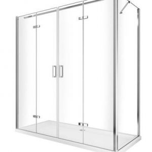 Douche angulaire avec ouverture vers l'intérieur pliante et paroi fixe latérale réversible - 67,5 - 70 Fixe x Porte 188,5 - 192
