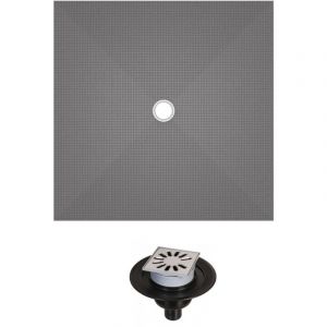 Wedi Receveur de douche à carreler 90 x 90 Fundo Primo carré écoulement centrée + bonde verticale