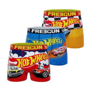 Freegun Boxer Enfant Hot Wheels, Caleçon Garçon Originale, Ultra-Doux et Respirant (Lot de 3) 10 ans/12 Ans