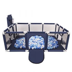 Selonis Parc B&eacute;b&eacute; Avec 900 Balles Plastiques Aire De Jeu Pliable Basket Football, Bleu Fonc&eacute;:Babyblue/Bleu/Perle