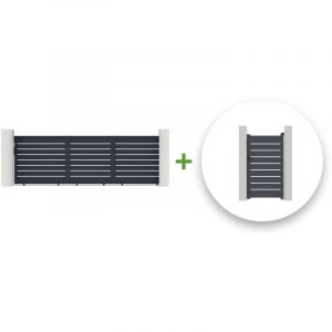 Casanoov - Pack portail coulissant 500x160cm vogel + Portillon 1x1,6m Gris