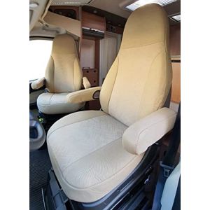 Bremer SITZBEZÜGE Housses de siège pour Pilote - Compatible avec Camping-Car, Camping-Car, Camping-Car, Ducato, conducteur et Passager - 827 - Beige