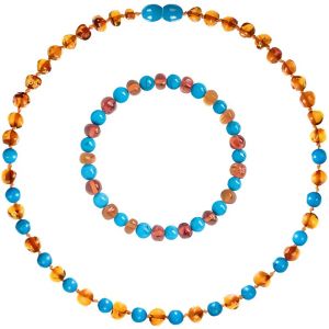Box bijoux adulte et enfant en pierre d'ambre et cognac turquoise bleu - Orange