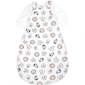 Meyco Sac de couchage 2 pièces Baby Animal, doublé (100% coton, fermeture éclair intégrale, doux pour la peau, infroissable, taille : 68/74), multicolore