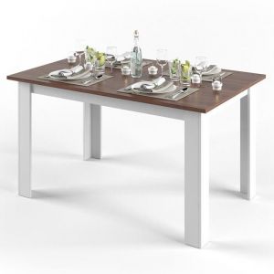 Table à manger "Karlos 140cm Blanche/Noyer Vicco