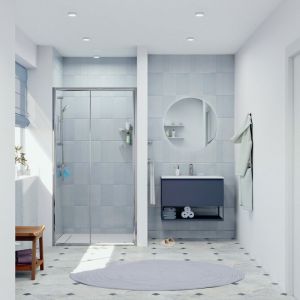 Swiss Aqua Technologies SAT PROJECT Porte de douche 100x185cm coulissante avec profilé chrome brillant (SATPROMUD100CRT)