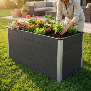 Jardini&egrave;re sur&eacute;lev&eacute;e en WPC 150 x 70 x 75 cm Parterre de jardin