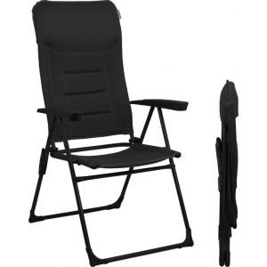 TRVLMORE Chaise de camping - 7 positions - Chaise de camping confortable - Capacit&eacute; de charge de 120 kg - Position allong&eacute;e - Chaise pliante - Chaise pliante - Noir