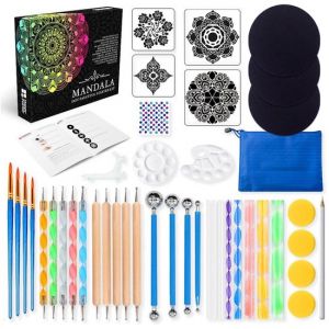Happy Goods Mandala Dotting Tools - Nail Art Brushes - 45 Piece - Dot Painting - Craft Kit - Nail Art - Templates for Adults