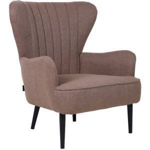 Svita - arthur Fauteuil à oreilles Fauteuil relax moderne en tissu rembourré marron