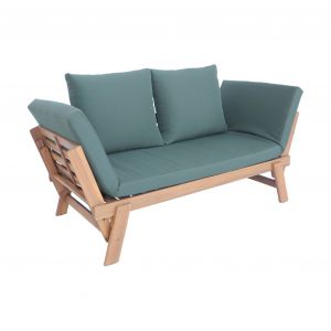 Banquette de jardin kaki 2/3 places JALANCE accoudoirs modulables 155/200x72x745cm