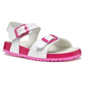 Geox J Adriel Girl I Sandale, White/Fuchsia, 36 EU