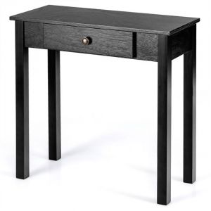 Table console multifonctionnelle 71 x 30 x 71 cm avec tiroir pratique et design r&eacute;tro en MDF noir