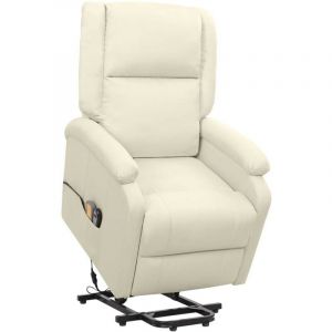 VidaXL Fauteuil de massage inclinable Vida XL en tissu de couleur cr&egrave;me