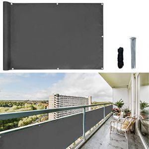 CCLIFE Brise-Vue pour Balcon, avec Oeillets et Serre-câbles, Coupe-Vent et résistant aux UV, Noir/Anthracite