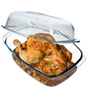 KADAX Plat résistant à la chaleur avec couvercle pour la cuisson, rectangulaire, grand verre, 7 L