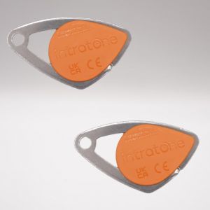 Lot de 2 badges électroniques Intratone Orange - Badges Mifare en inox 08-0108 + 1 porte-clés Domobip