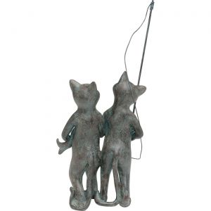 Kare Design Kare Figurine décorative Design Chat de pêcheur, Gris/Noir, Accessoire de Salon, décoration pour étagères ou buffets, décoration scultpur, 28 x 12 x 6 cm (H x l x P)