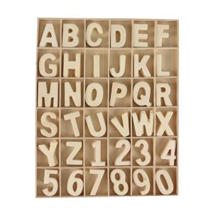 CTOP Coffret chiffres et lettres en bois 180 pièces - 19,6 x 24,5 x 1,2 cm