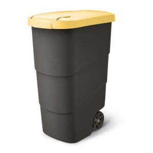 Image de Prosperplast W eler Poubelle de 90 l, avec roues et couvercle, poubelle universelle, en plastique, jaune